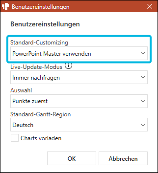 Standard-Customizing ändern