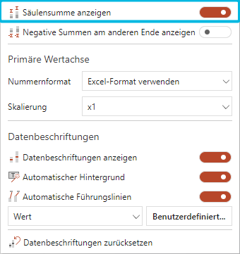 Option Säulensummen anzeigen