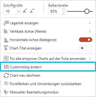 Option Customizing ändern