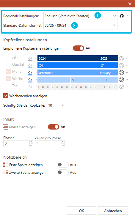 Regionseinstellungen und Datumsformat