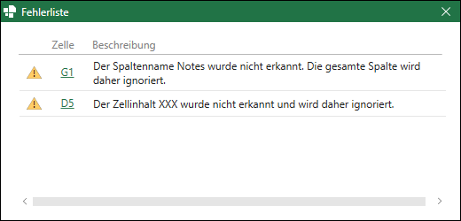 Fehlerliste