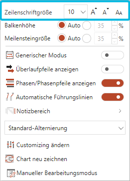 Einstellungen zur Zeilengröße