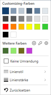 Optionen für Umrandungen