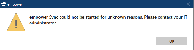 Error Message for Sync