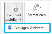 Auf Vorlagen-Assistenten zugreifen