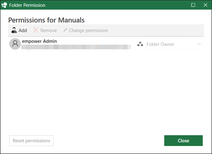 Dialog Box Folder Permission