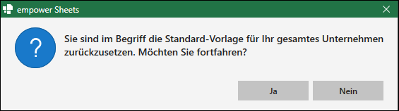 Dialogfenster beim Entfernen des Unternehmens-Standards