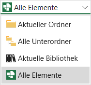 Drop-Down-Menü zum Suchbereich