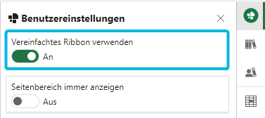 Option Vereinfachtes Ribbon verwenden