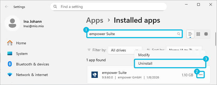 Uninstall empower