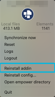 Option Reinstall addin