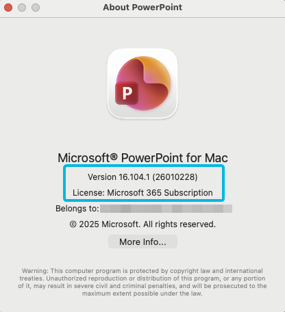 PowerPoint Version Information