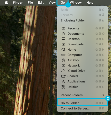 Option Go to Folder…