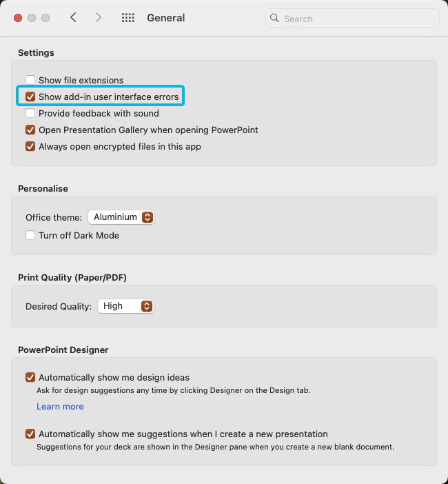 Checkbox for Setting