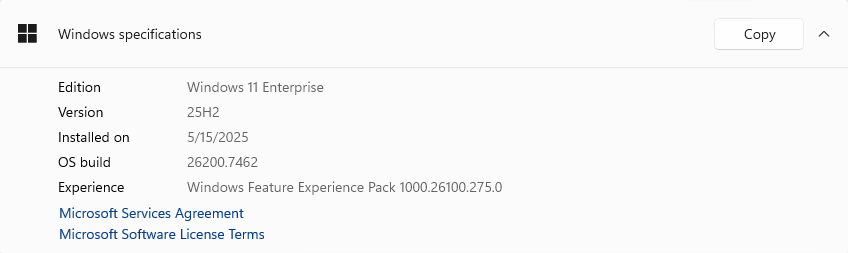 Windows Specifications