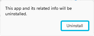 Confirm Uninstallation