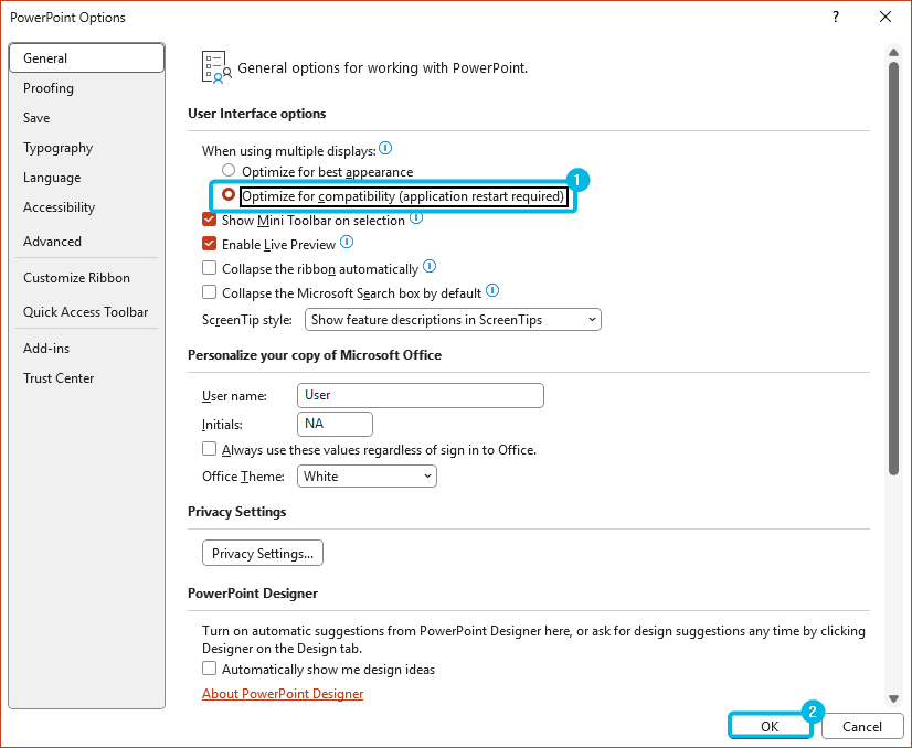Change User Interface Preferences