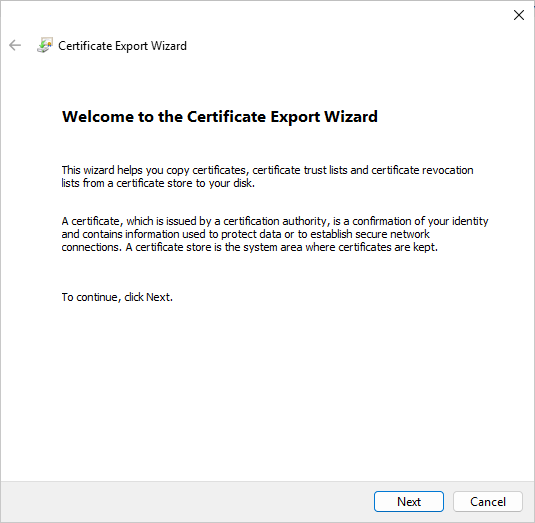 Certificate Export Wizard