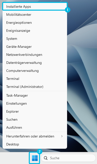 Option Installierte Apps