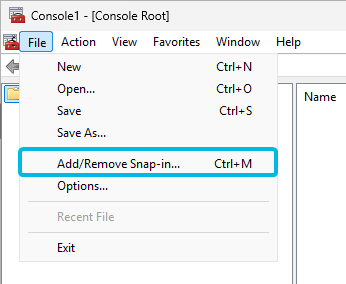 Option Add/Remove Snap-in…