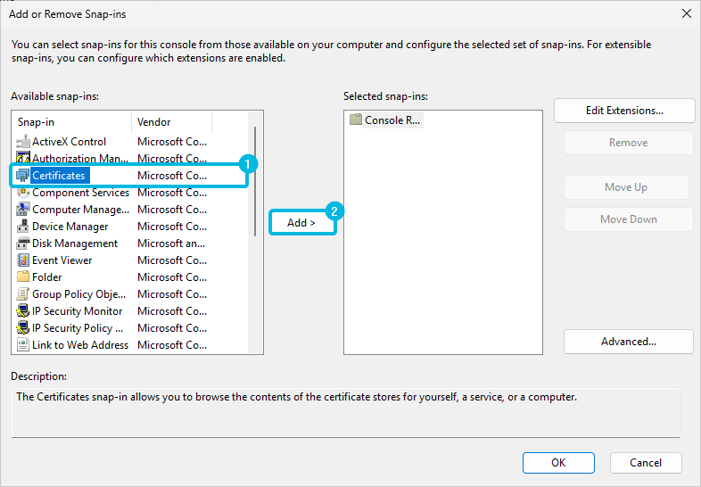 Add Certificate