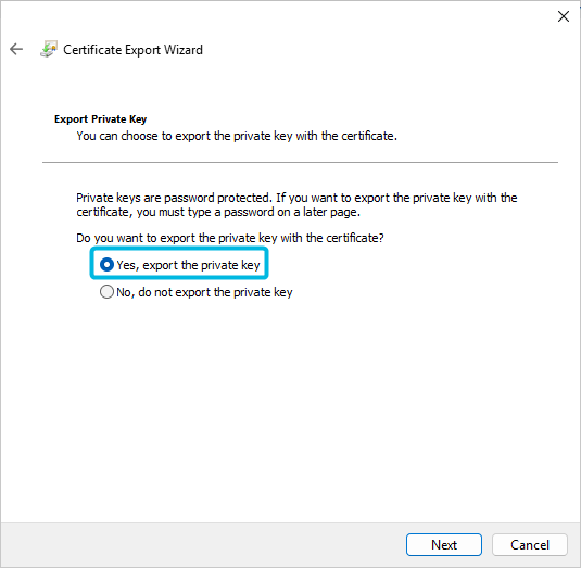Export Private Key