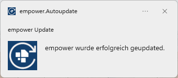 Erfolgreiche Installation – Benachrichtigung in der Windows-Benachrichtigungsleiste