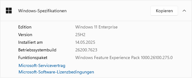 Windows-Spezifikationen
