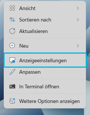 Anzeigeeinstellungen öffnen
