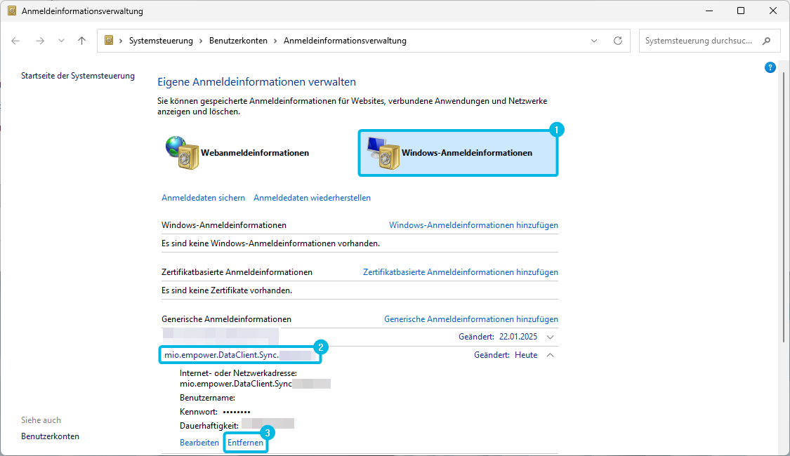 Anmeldeinformationsverwaltung