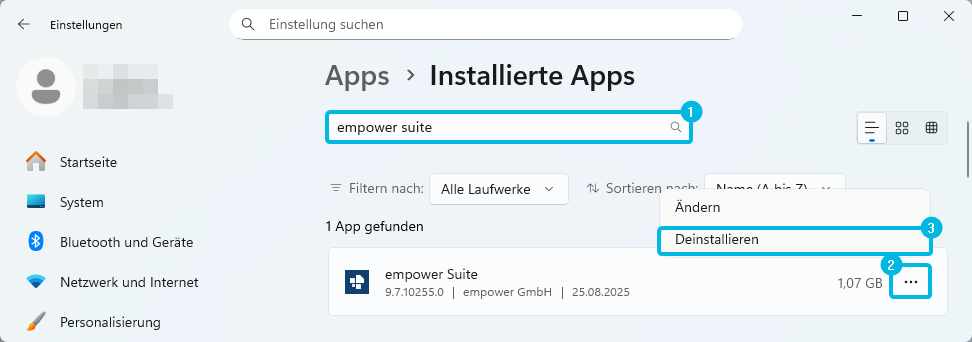 empower deinstallieren