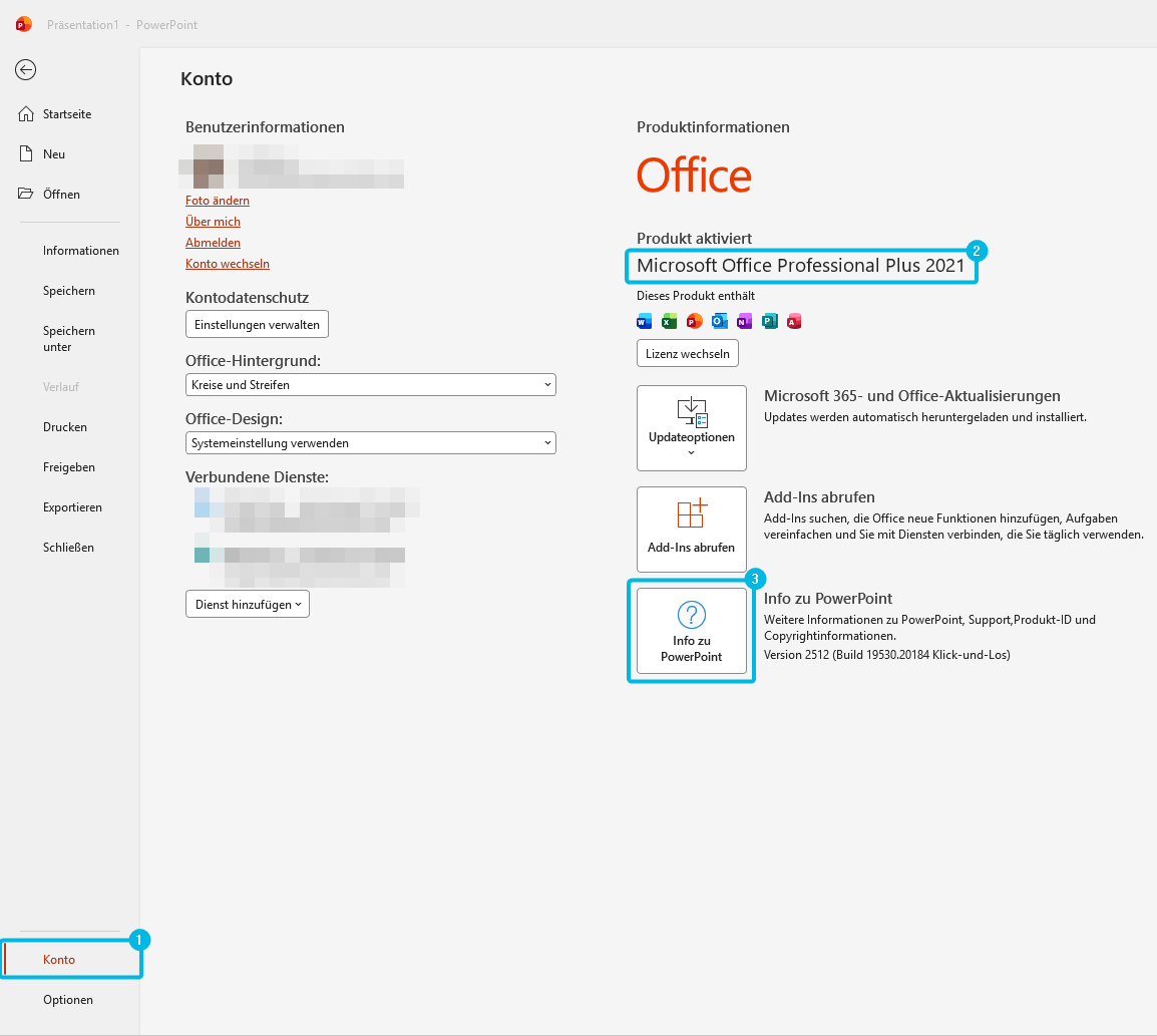 Auf PowerPoint-Versionsinformationen zugreifen
