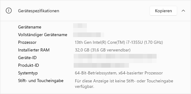Gerätespezifikationen