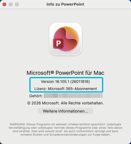 PowerPoint-Versionsinformationen