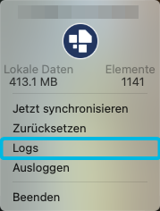 Option Logs in der Benutzeroberfläche des Syncs