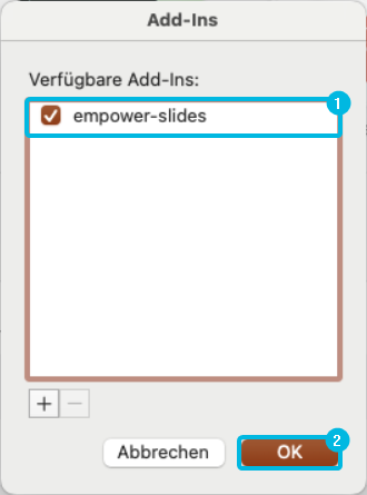 Dialogfenster für PowerPoint Add-ins