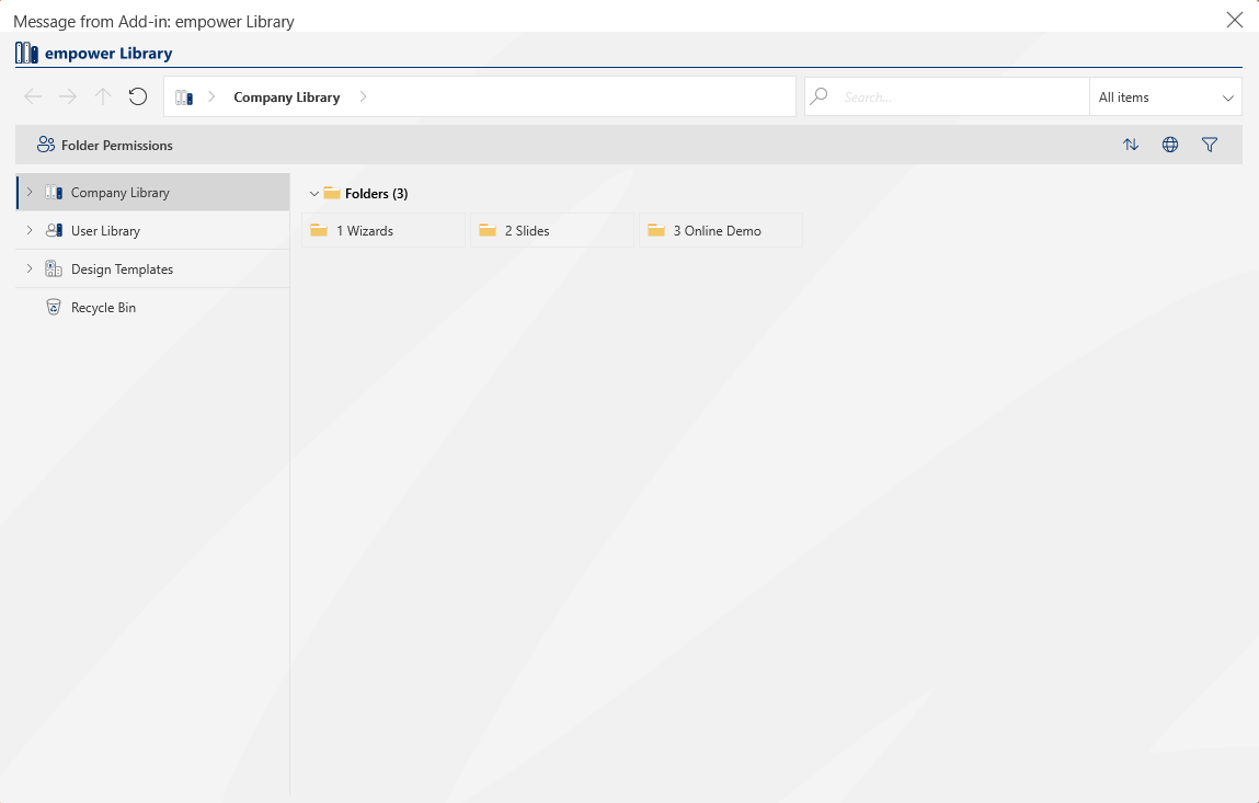 Library Dialog Box for PowerPoint Online