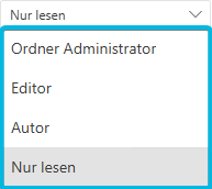 Drop-Down-Menü mit Berechtigungsrollen