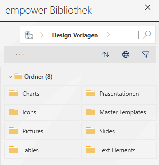 Bereich Design Vorlagen und Elementordner