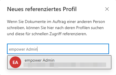 Dialogfenster für neues referenziertes Profil