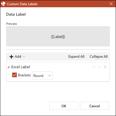 Settings for Excel Label Element
