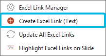 Option Create Excel Link (Text)