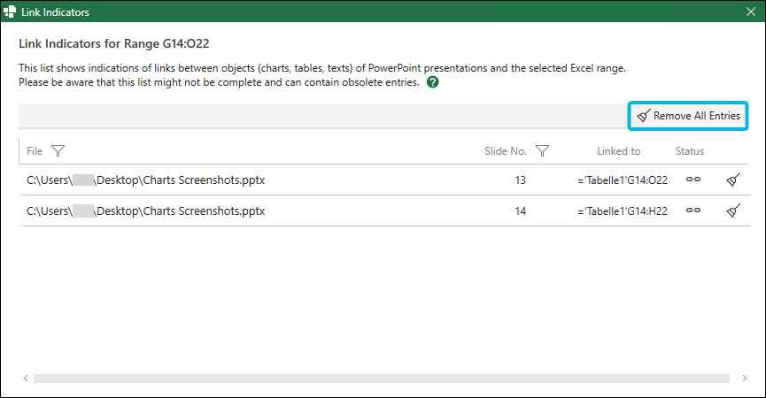 Button Remove All Entries