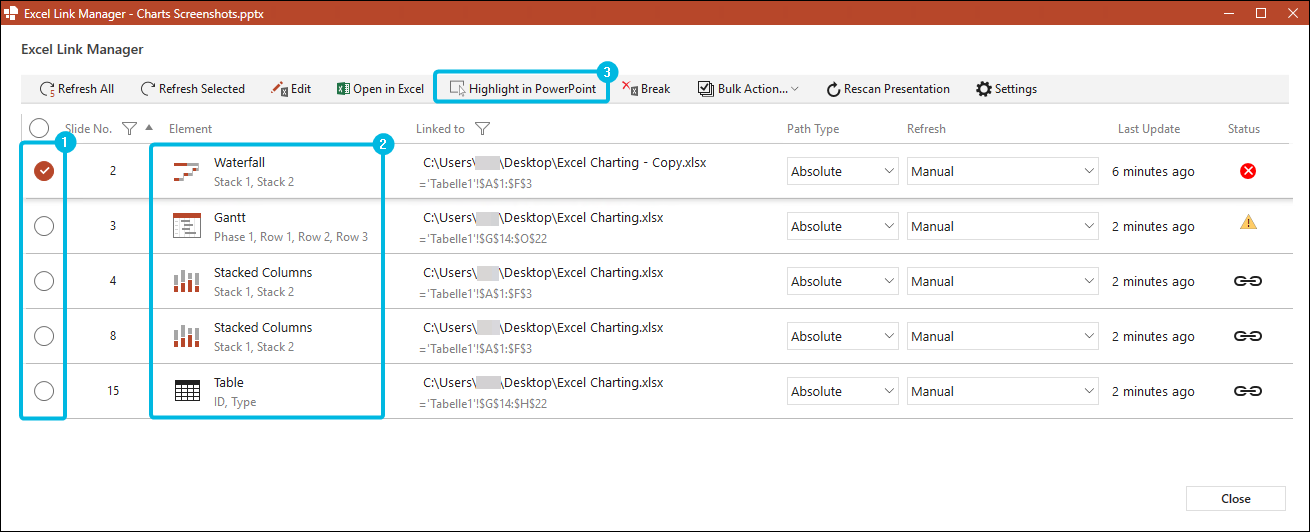 Selection and Highlighting Options