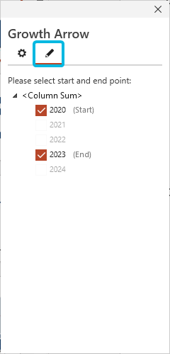 Define Start And End Point for Growth Arrow