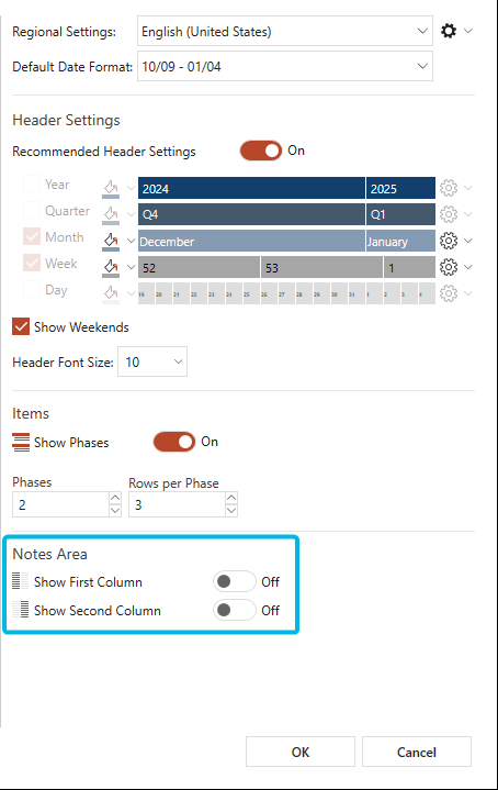 Enable and Disable Notes Areas