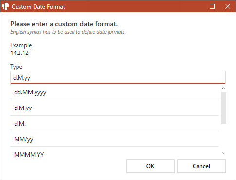 Dialog Box Custom Date Format