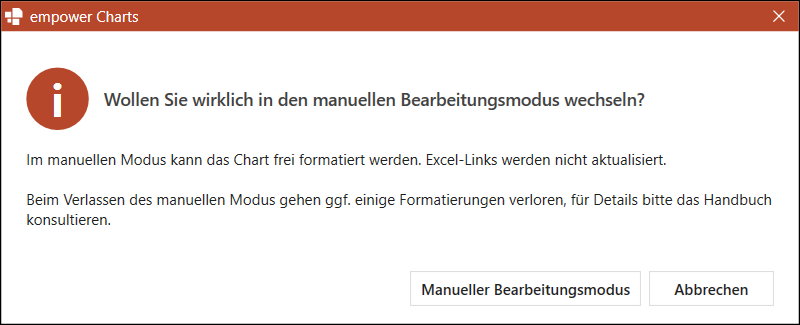 Dialogfenster für manuellen Bearbeitungsmodus