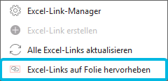 Option Excel-Links auf Folie hervorheben