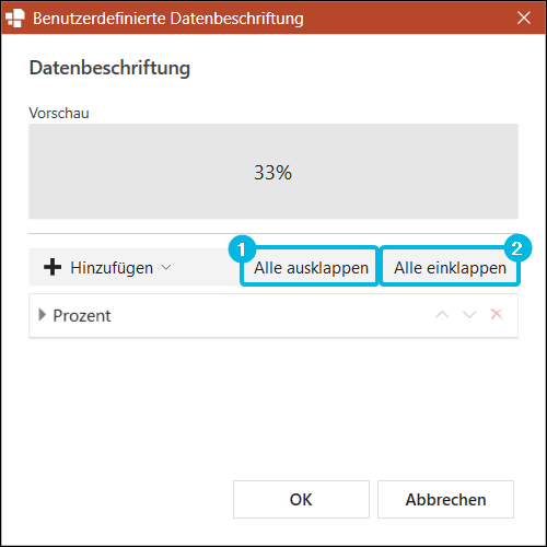Einstellungen ausklappen und einklappen
